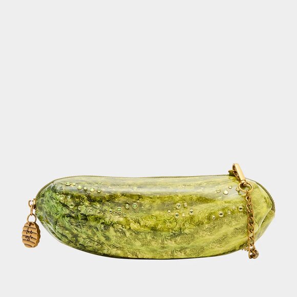 Betsey Johnson Kitsch A Big Dill Crossbody Green Rhinestones NWT - Picture 1 of 11